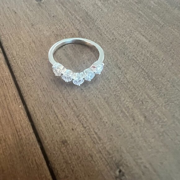 1 ct. 5-stone moissanite enhancer/wedding ring size 7.5 14K WG over 925 Sterling - Picture 7 of 8